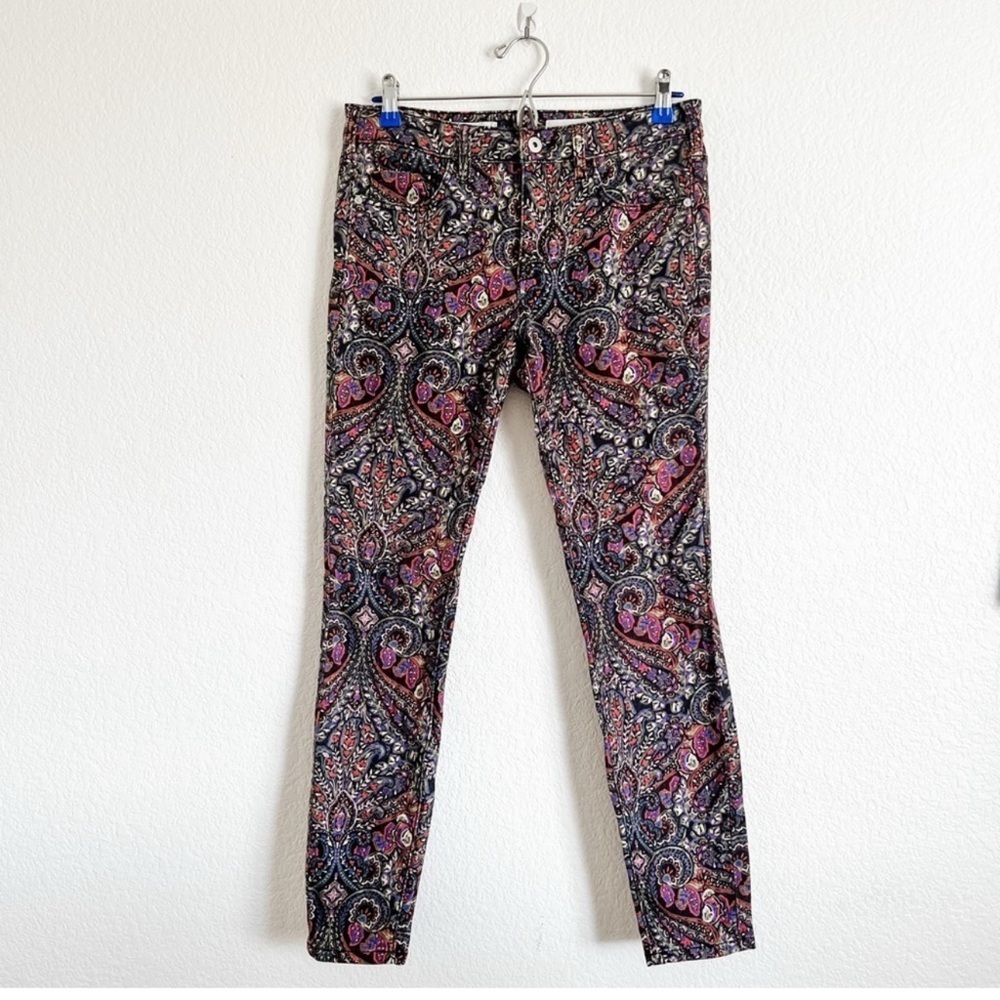 Anthropologie Pilcro Letterpress 28” Waist Med Rise Skinny Paisley Jeans